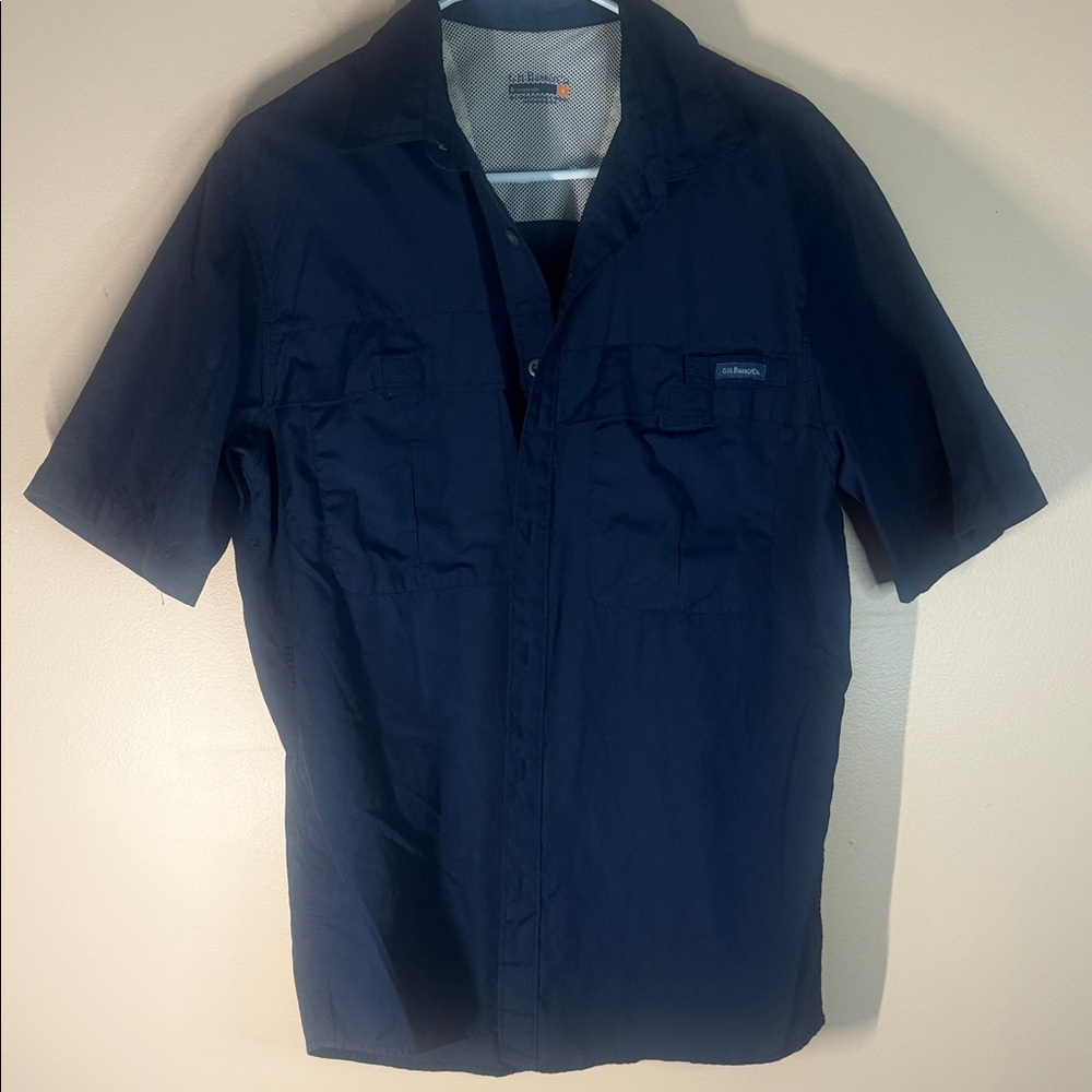GH Bass Co. Men's Navy Short-Sleeve Button Down Shirt